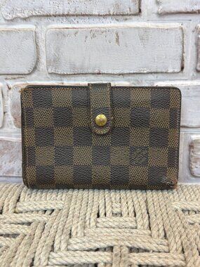 Louis Vuitton Vintage French Purse Wallet Damier Ebene Brown